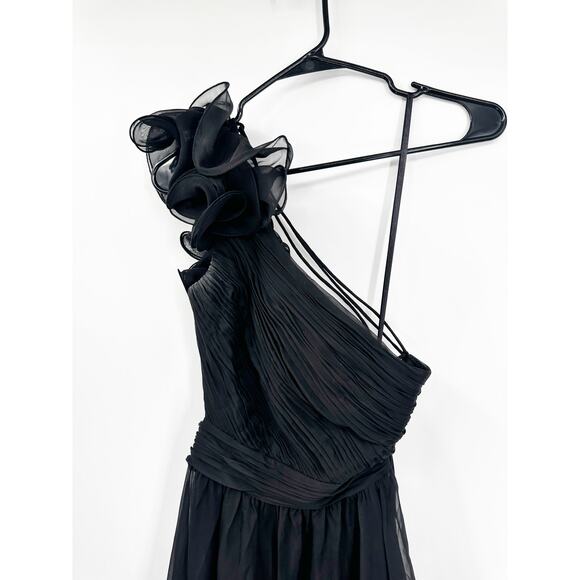 MAC DUGGAL 67989 Black Asymmetrical Hem Lace Up Gown Size 0 - Picture 6 of 7